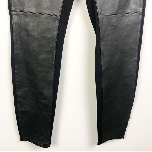 EILEEN FISHER | Genuine Leather Panel Ponte Knit Black Pants Women’s Size Small - Picture 6 of 11
